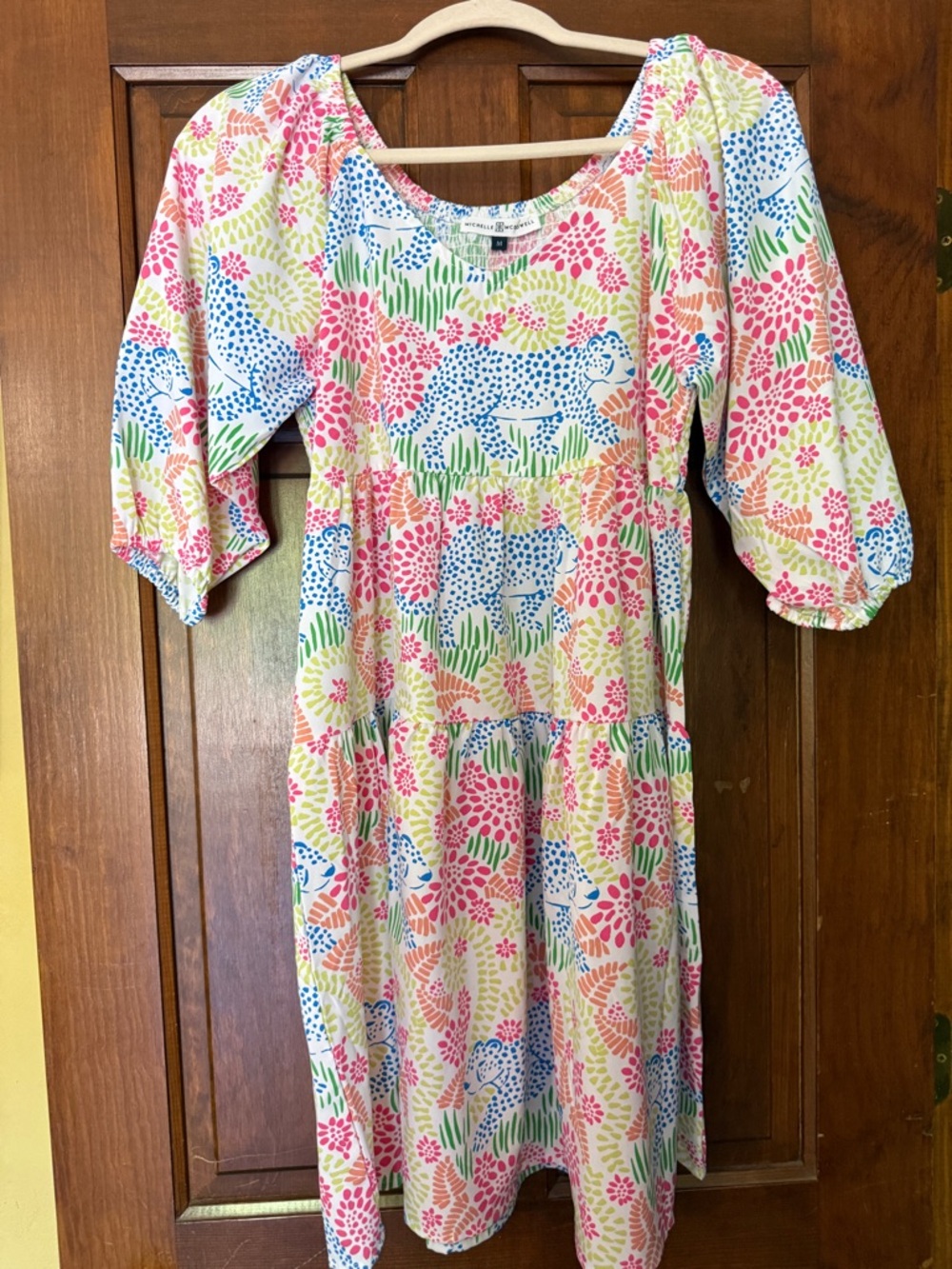 Bright Leopard & Floral Tiered Cotton Dress